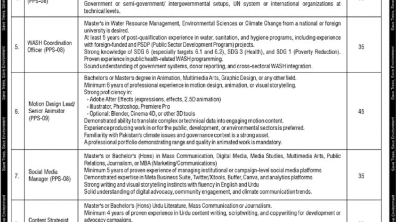 Ministry of Climate Change Islamabad Jobs 2025 – Apply Now