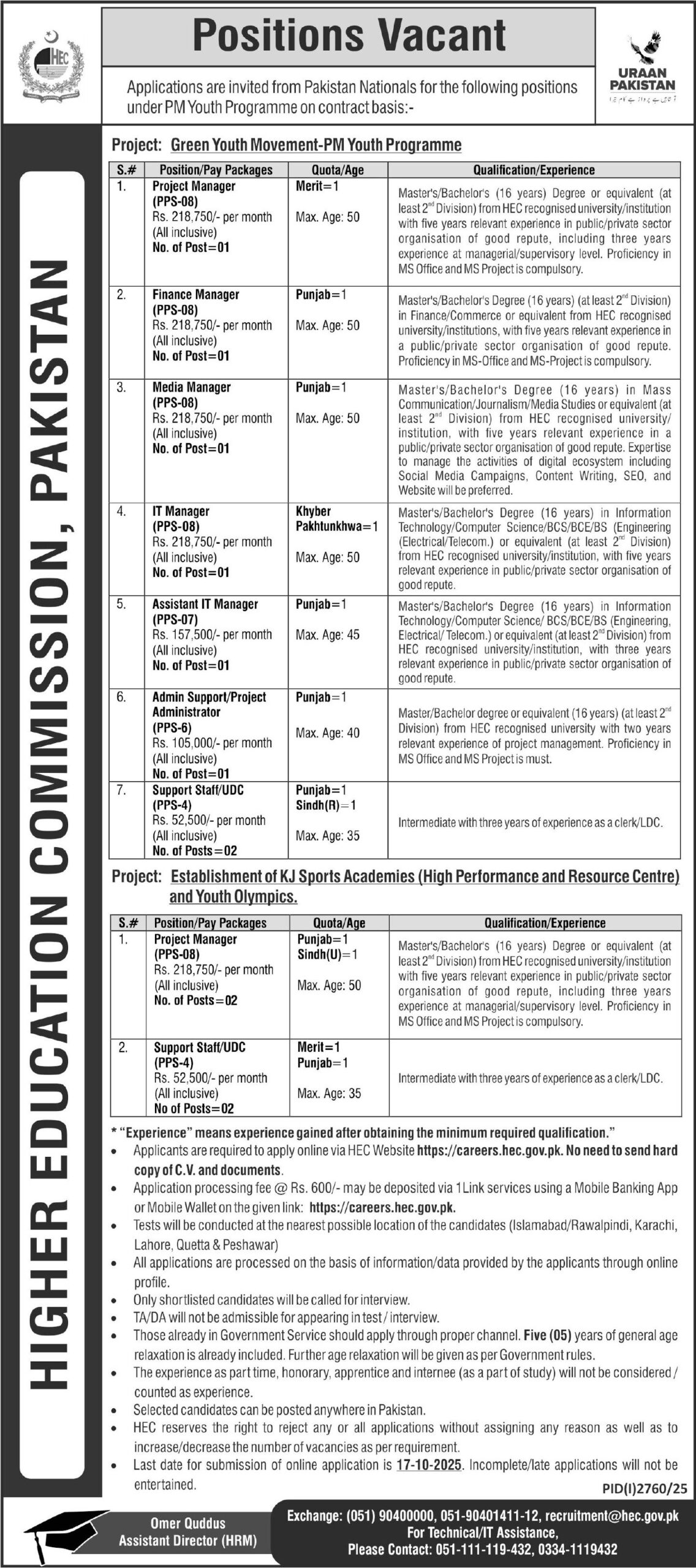 Higher Education Commission HEC Jobs 2025 in Islamabad – Latest Management Vacancies