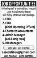 Latest Manufacturing Company Management Jobs in Lahore – October 2025