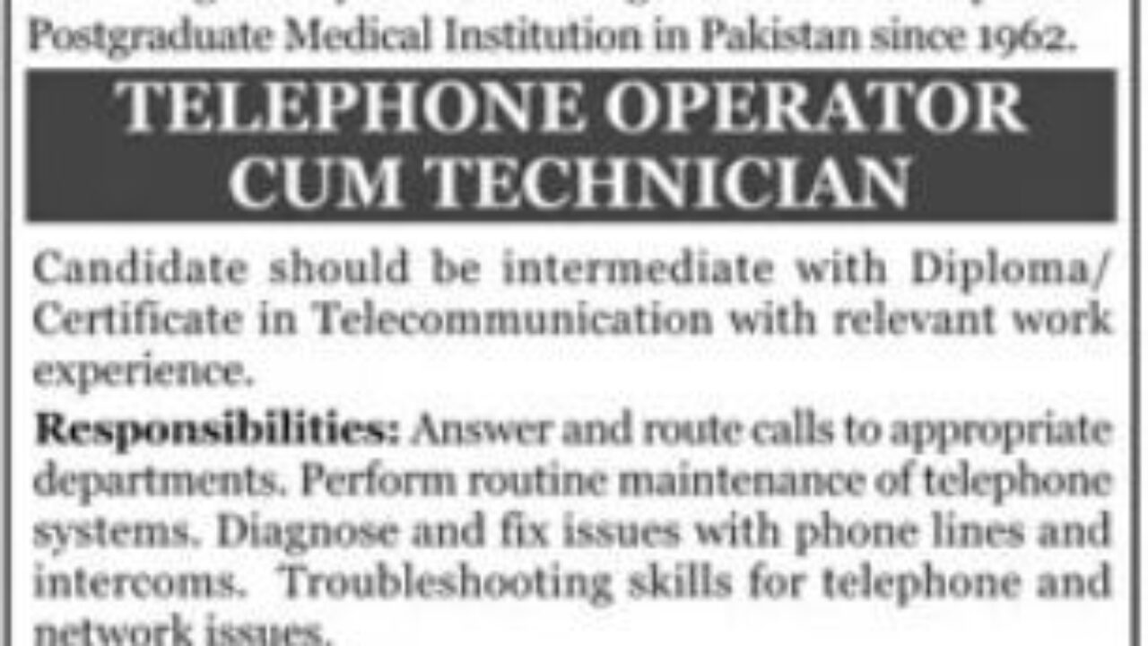 CPSP Karachi Jobs 2025 – Telephone Operator Cum Technician Required | Apply Now