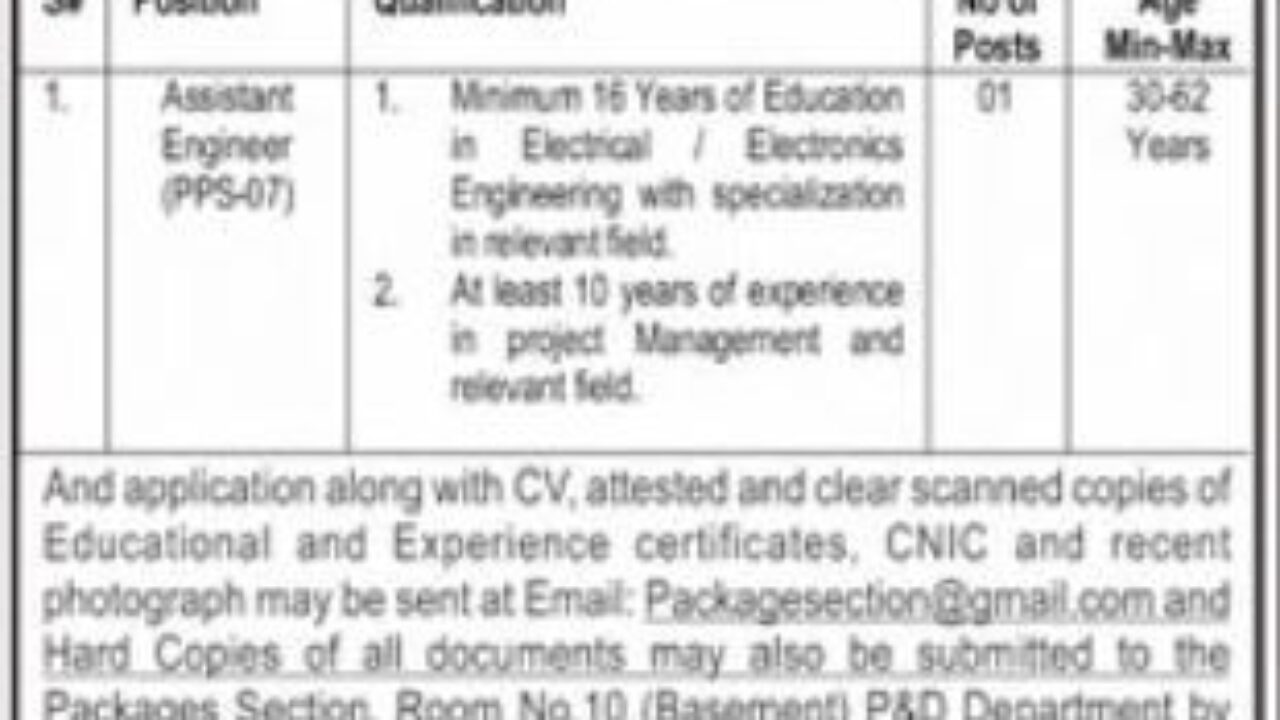 Planning and Development Department Quetta Jobs 2025 – Apply Now for Assistant Engineer Positions