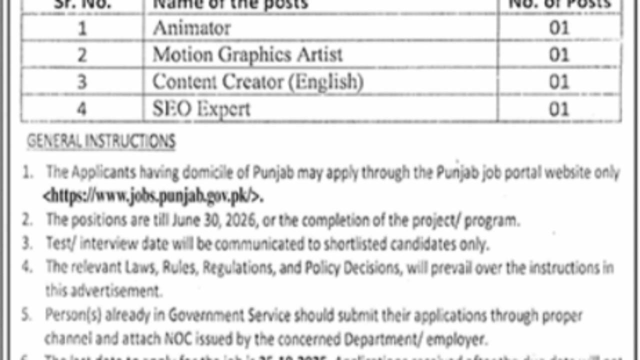 Environment Protection & Climate Change Department Lahore Jobs 2025 – Apply for Creative & Digital Roles