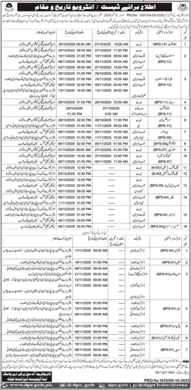 Urban Planning & Development Department Quetta Jobs 2025 | Walk-In Interviews Across Balochistan