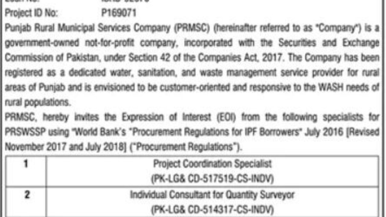 Punjab Rural Municipal Services Company Jobs 2025