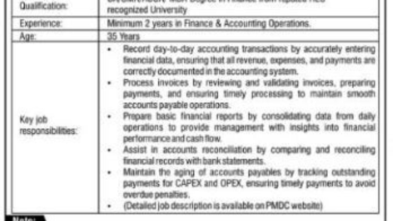 Pakistan Mineral Development Corporation (PMDC) Jobs 2025 – Assistant Manager Finance & Accounts | Islamabad