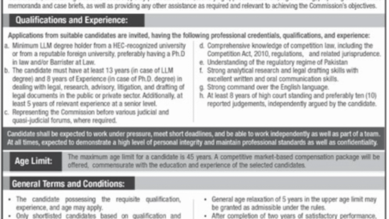 Competition Commission of Pakistan (CCP) Jobs 2025 – Apply Now for Director Positions in Islamabad