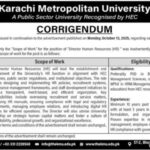 Karachi Metropolitan University (KMU) Jobs 2025 – Apply Now for Director HR Positions in Karachi