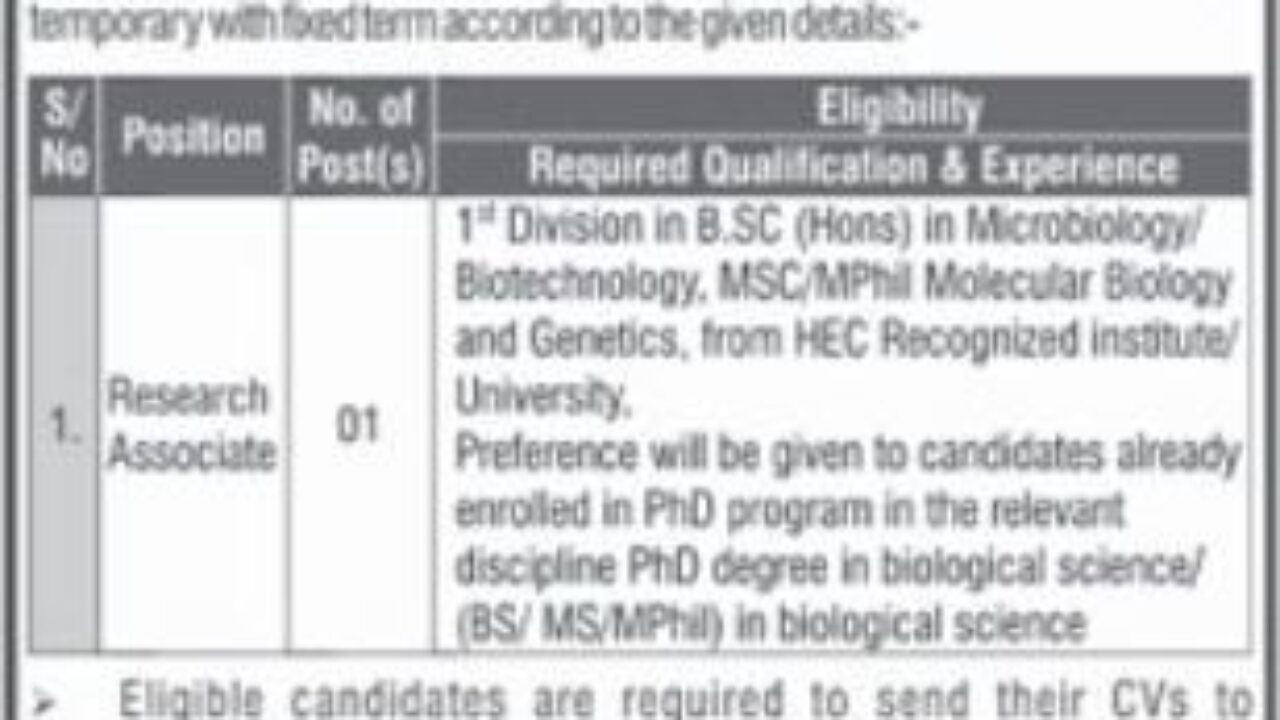 Khyber Medical University (KMU) Peshawar Jobs 2025 – Apply for Research Associate Post