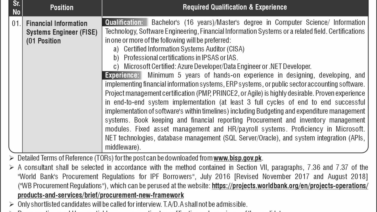 Latest Benazir Income Support Programme (BISP) Job Opportunities 2025 – Apply Online