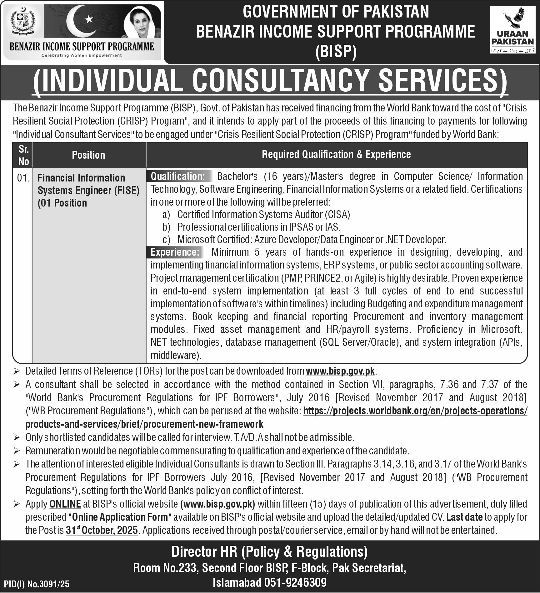 Latest Benazir Income Support Programme (BISP) Job Opportunities 2025 – Apply Online