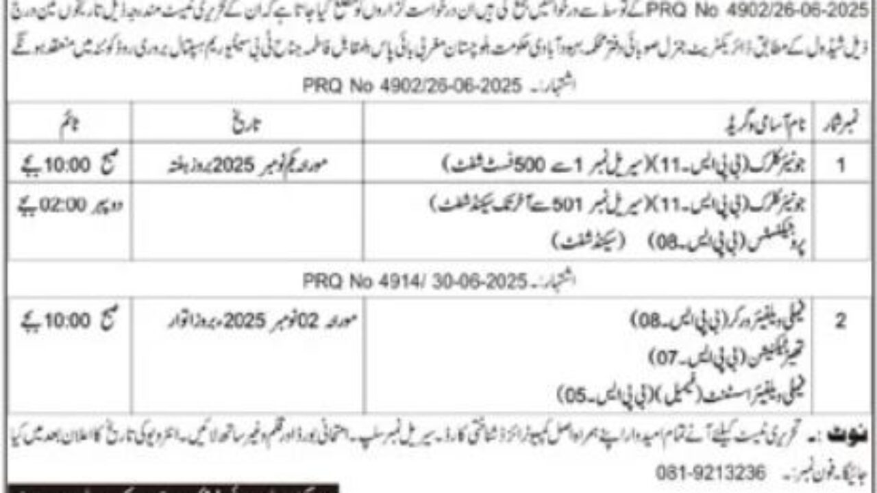 Population Welfare Department Jobs 2025 – Walk-in Interviews for Theatre Technician, Family Welfare Assistant, Family Welfare Worker & Clerk | Quetta Latest Government Jobs
