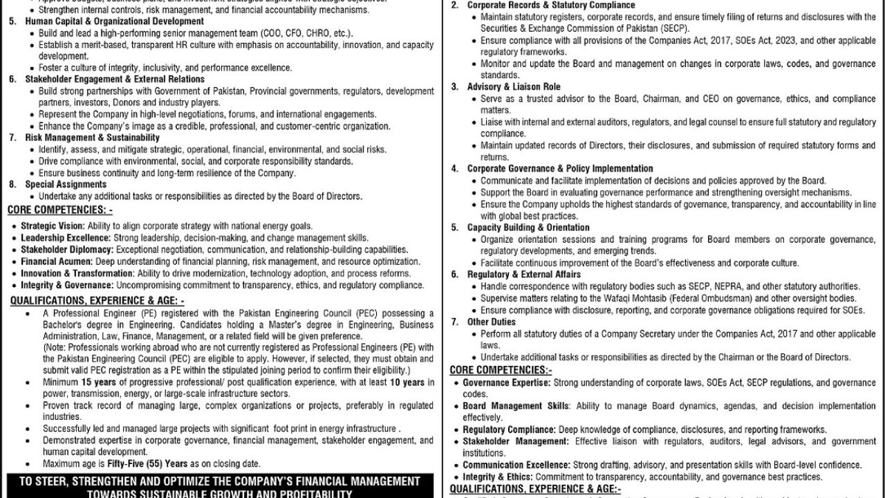 Energy Infrastructure Development & Management Company (EIDMC) Jobs 2025 – Apply for CEO, CFO & Company Secretary Positions