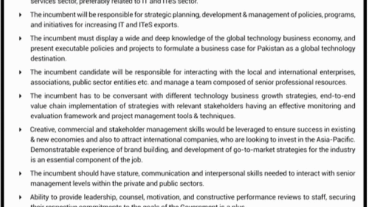 Pakistan Software Export Board (PSEB) Jobs 2025 – Apply for Chief Executive Officer (CEO) Position