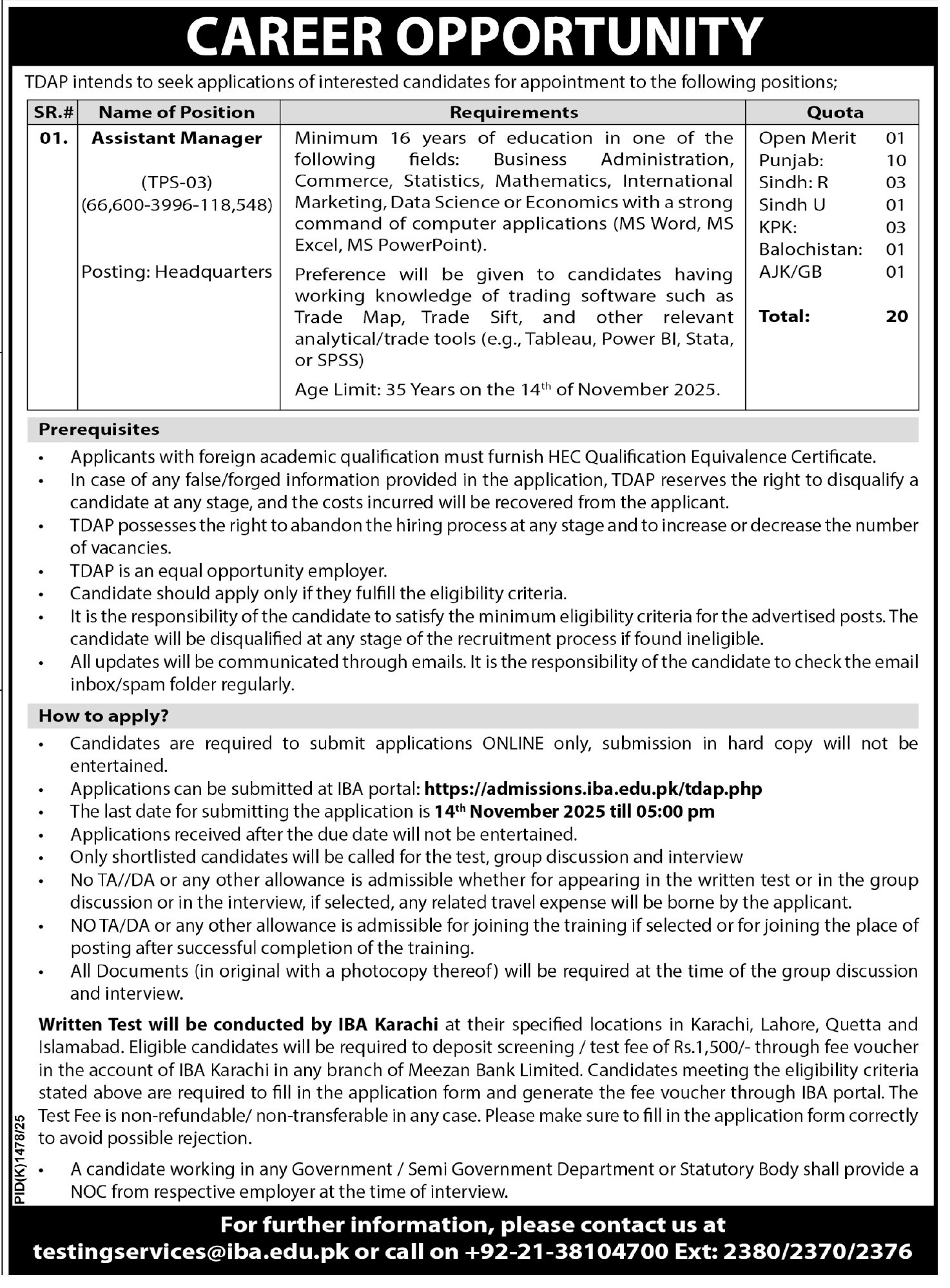 Institute of Business Administration (IBA) Karachi Jobs 2025 – Apply Now for Assistant Manager Post