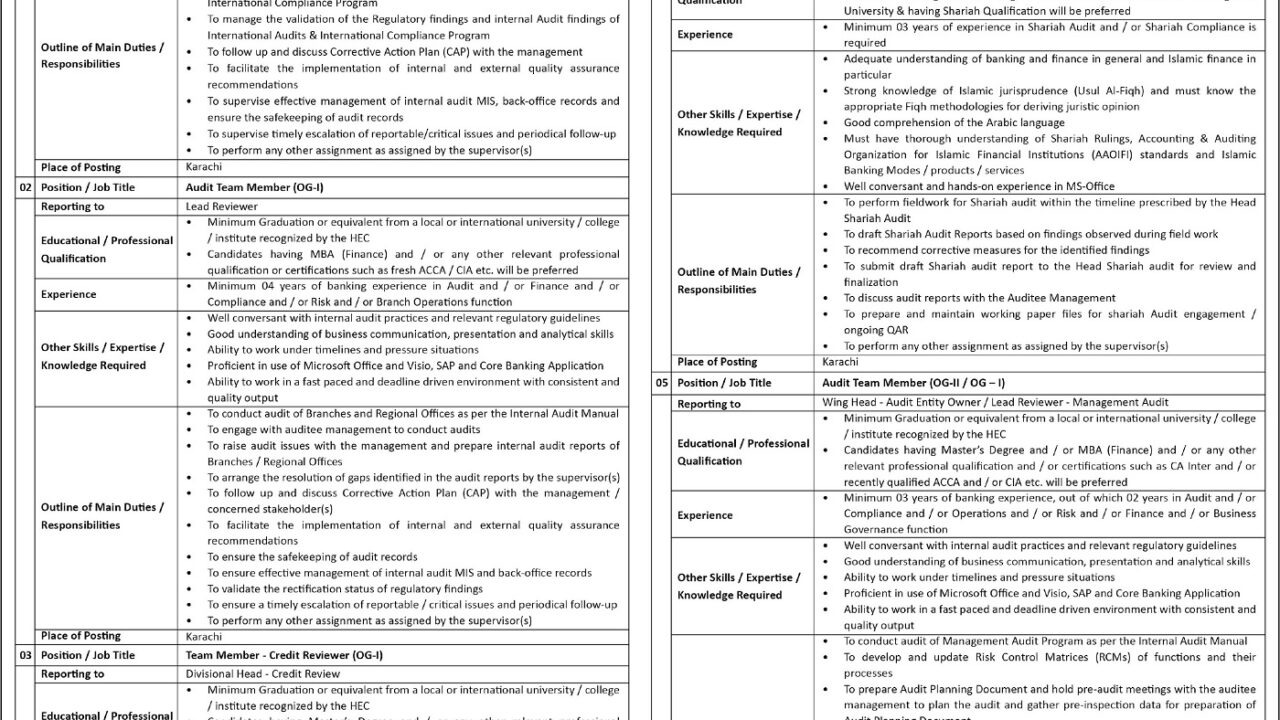 National Bank of Pakistan (NBP) Jobs 2025 — Apply for Wing Head, Lead Reviewer & Team Member Positions