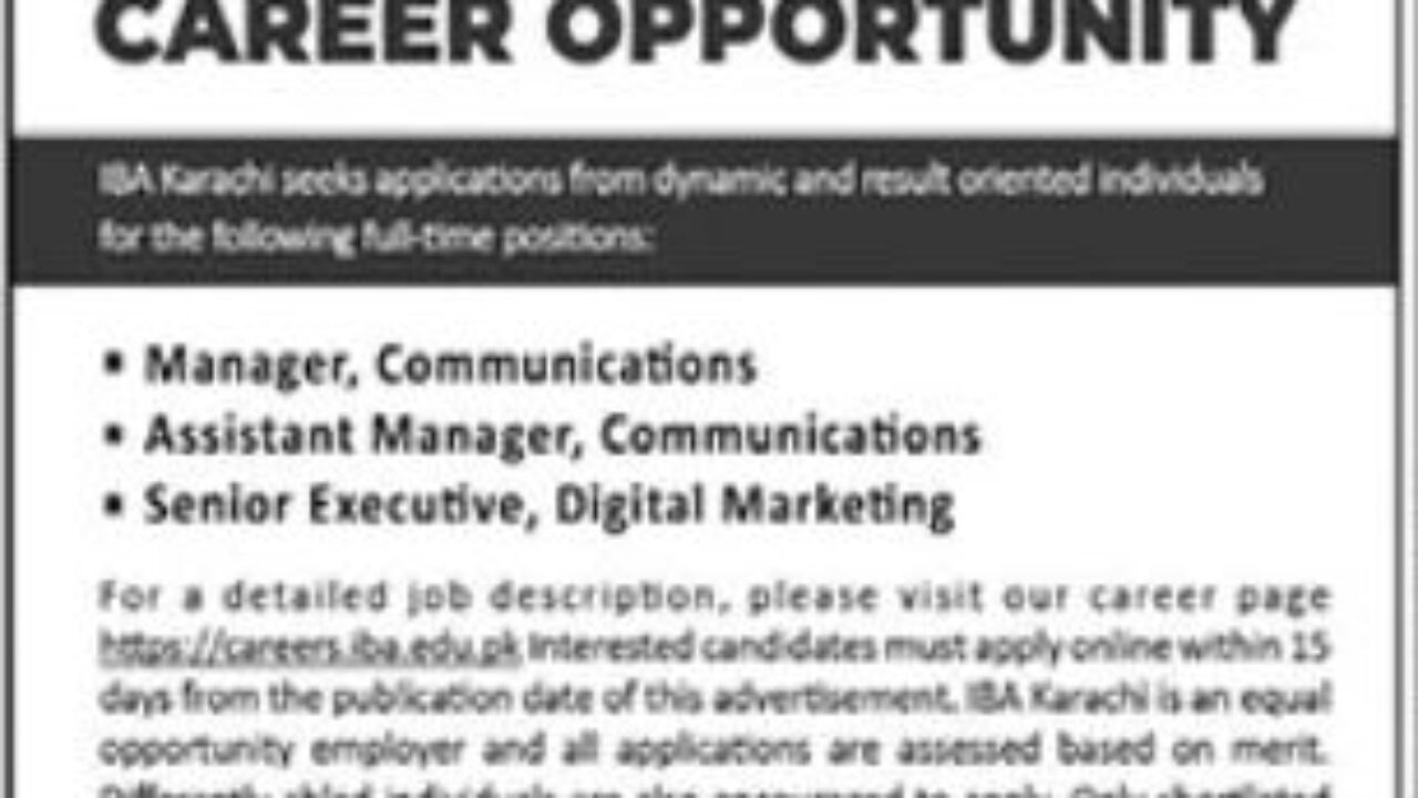 Institute of Business Administration (IBA) Karachi Jobs 2025 – Apply Online for Latest Government Vacancies