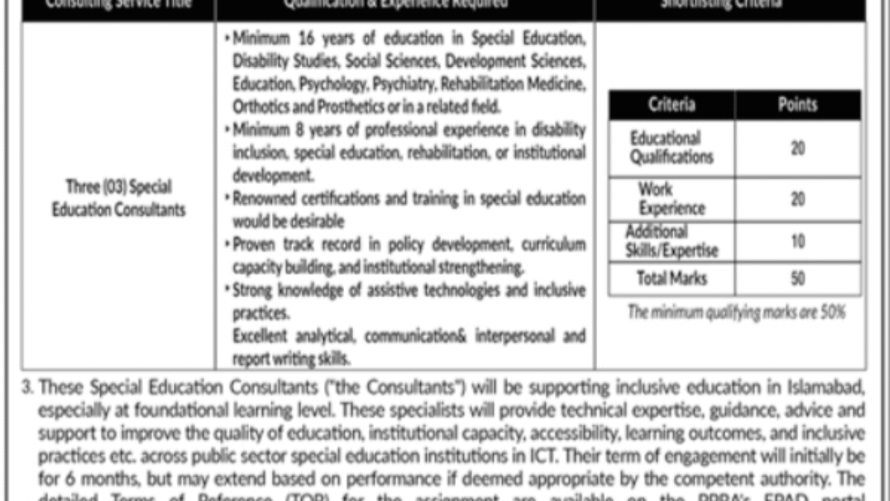 Ministry of Federal Education & Professional Training (MOENT) Islamabad Jobs 2025