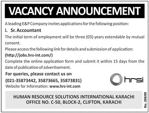 Latest HRSI Karachi Jobs 2025 – Accountant Position Announced