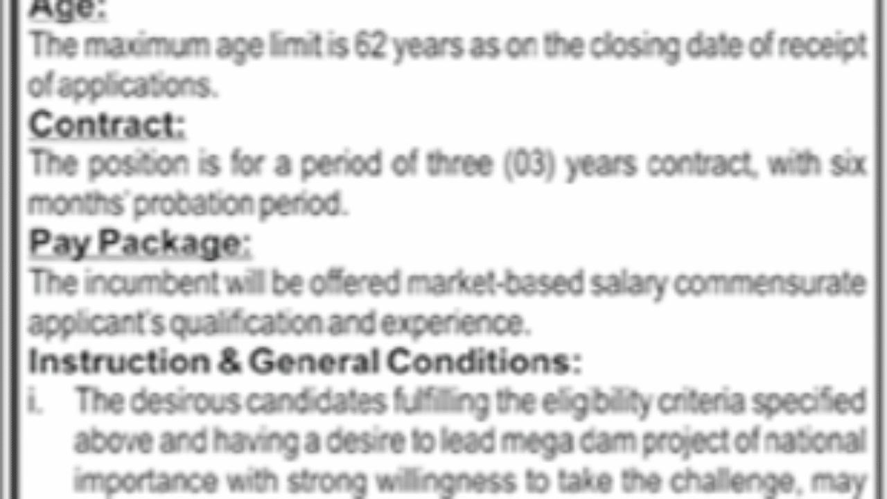 Latest WAPDA Jobs 2025 – Chief Executive Officer (CEO) Vacancy in Lahore