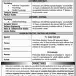 NUML Lahore Teaching Jobs 2025 – Assistant Professor, Lecturer & Instructor Vacancies