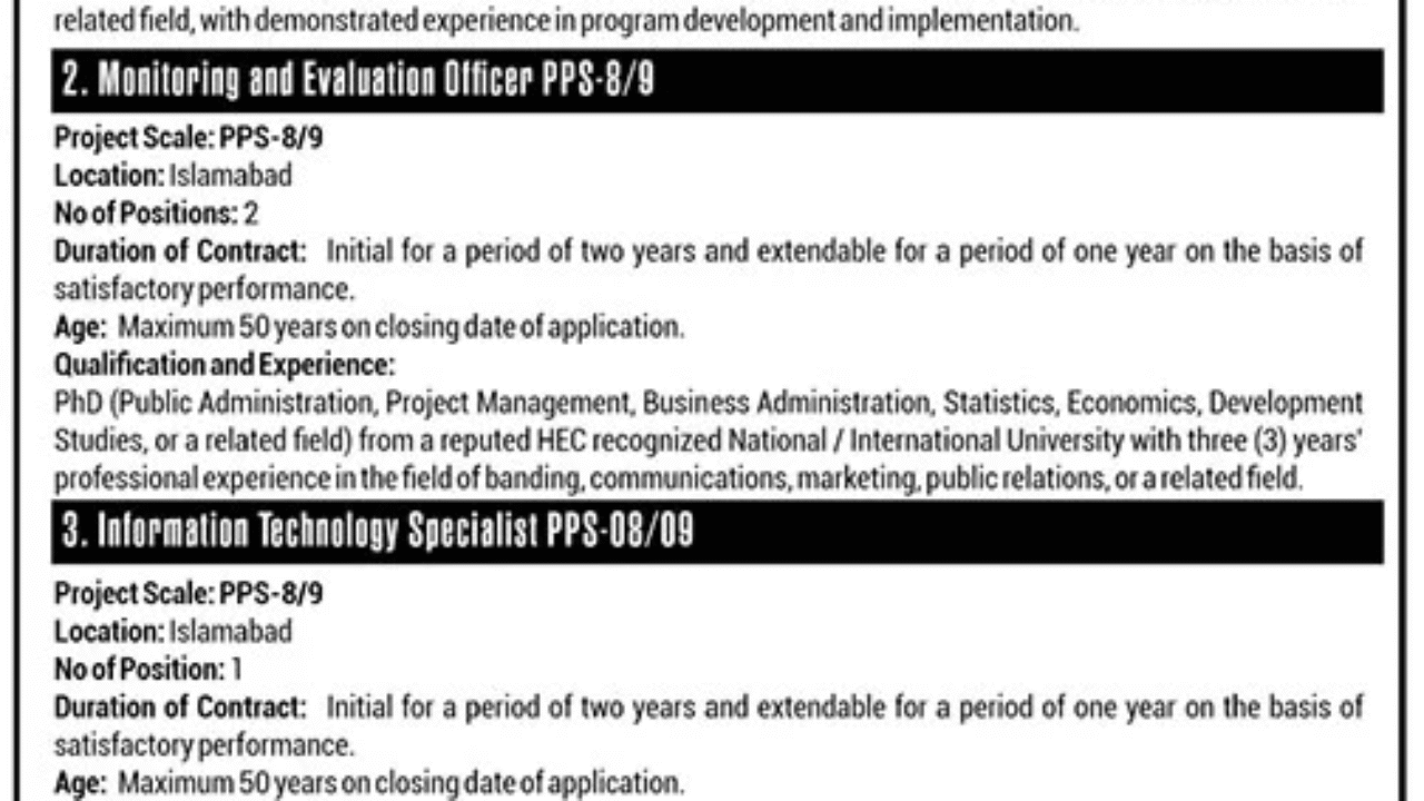 Ministry of Planning, Development & Special Initiative Jobs 2025 – Apply for PhD-Level Specialist Positions