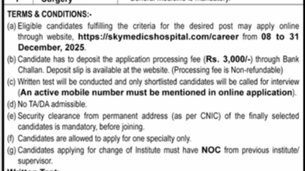 Fazaia Post Graduate Medical Institute Islamabad Jobs 2025 – Post Graduate Trainees