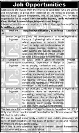 NRSP Jobs in Hyderabad 2025 – Survey Engineer & Design Engineer Vacancies