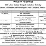 CMH Lahore Medical College Jobs 2025 – Lecturer, Assistant Professor & Registrar Vacancies