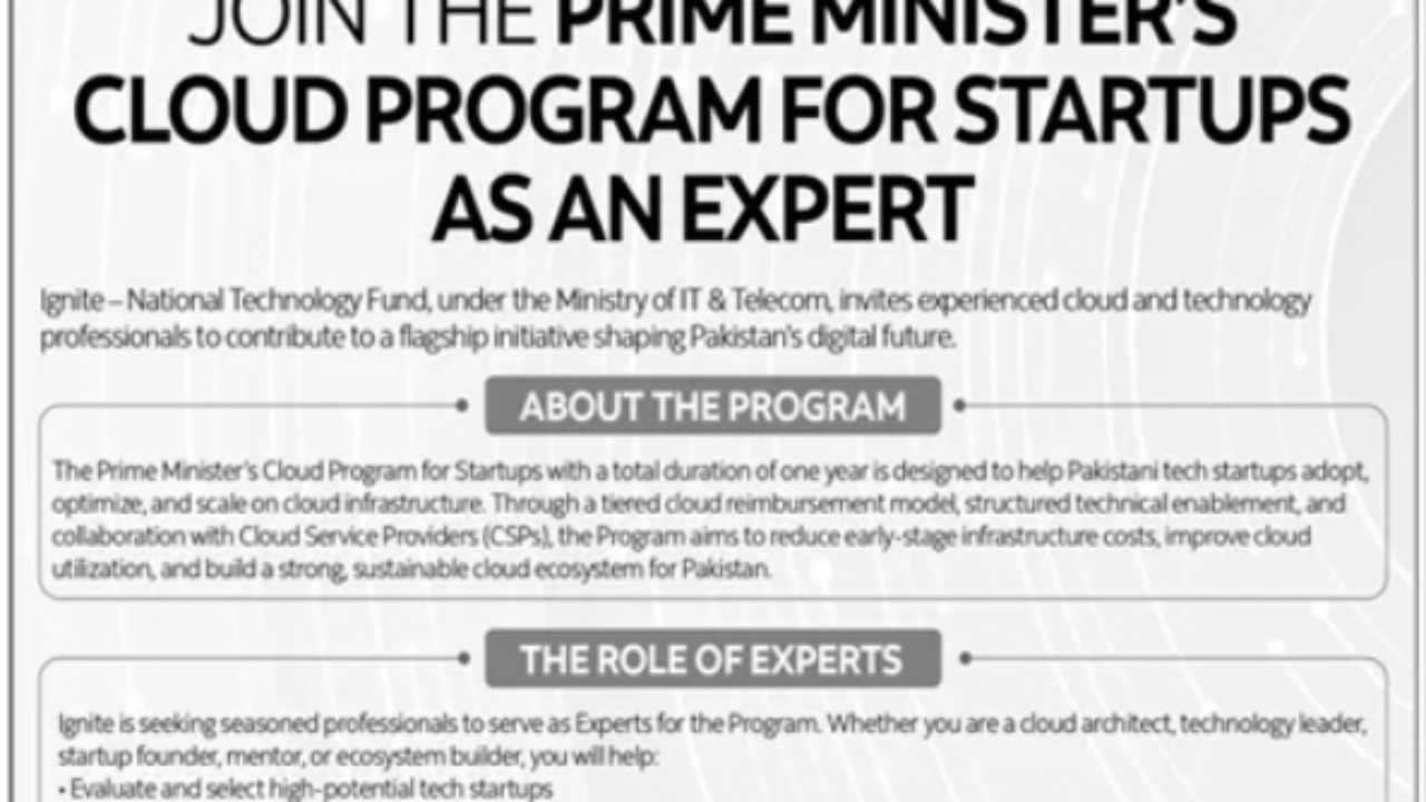 Ignite National Technology Fund Islamabad Jobs 2025 – Prime Minister Cloud Program (Apply Now)
