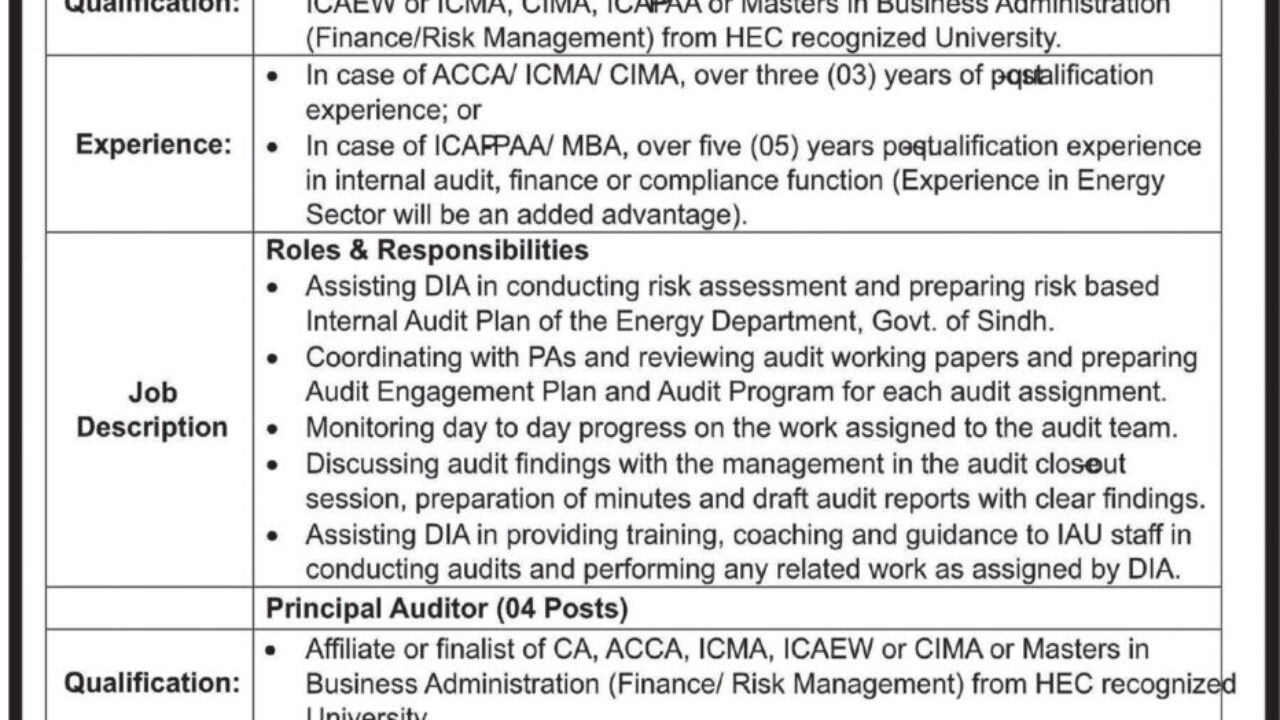 Energy Department Karachi Jobs 2025 – Latest Management Vacancies
