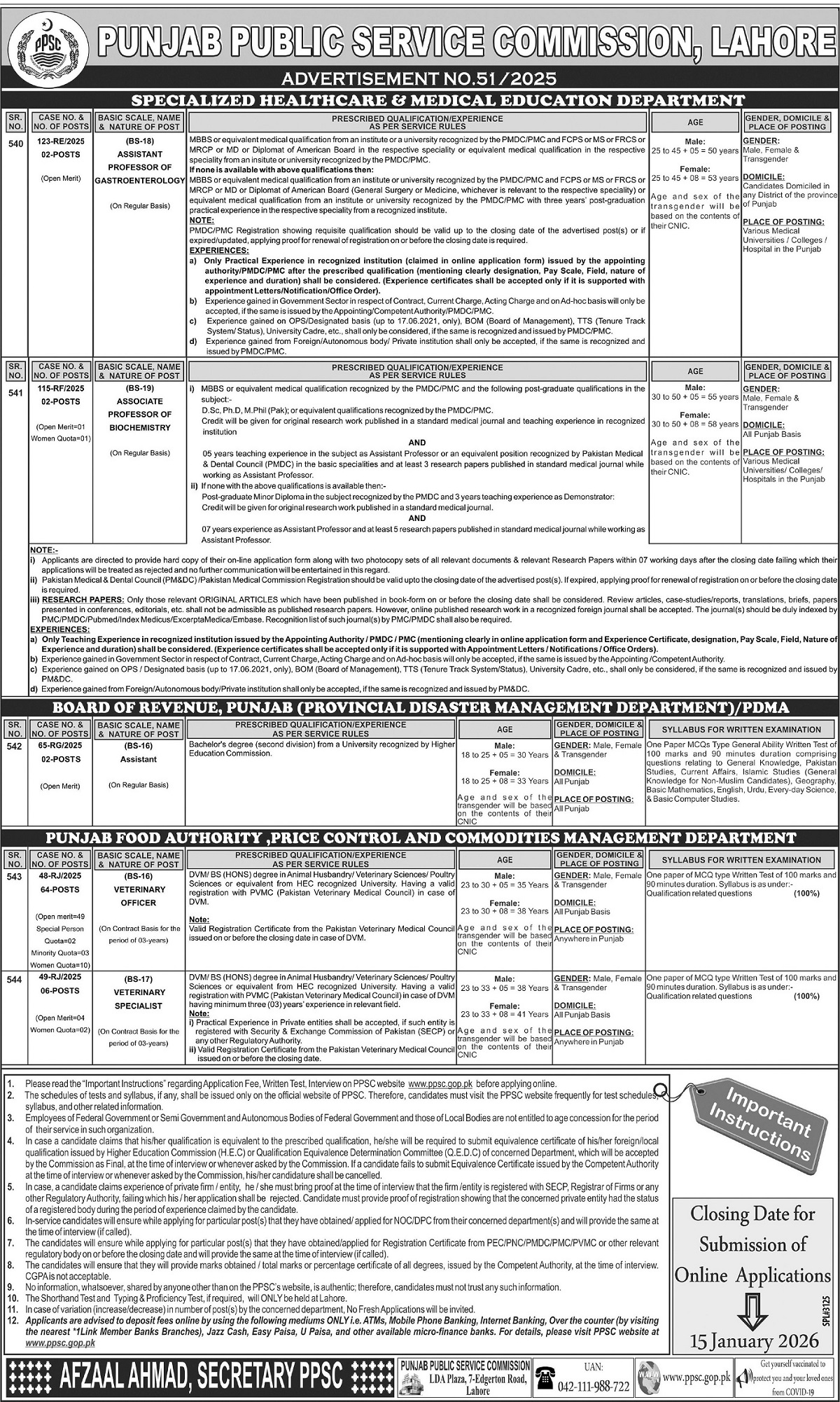 PPSC Government Jobs in Lahore – Latest Management & Teaching Posts 2025
