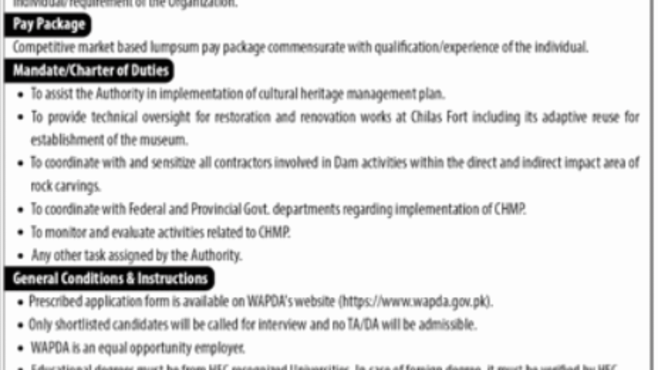 WAPDA Advisor Jobs 2026 in Lahore – Latest Government Management Vacancy