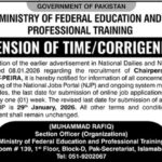 Chairperson Jobs in Islamabad – Ministry of Federal Education & Professional Training (MOENT) 2026
