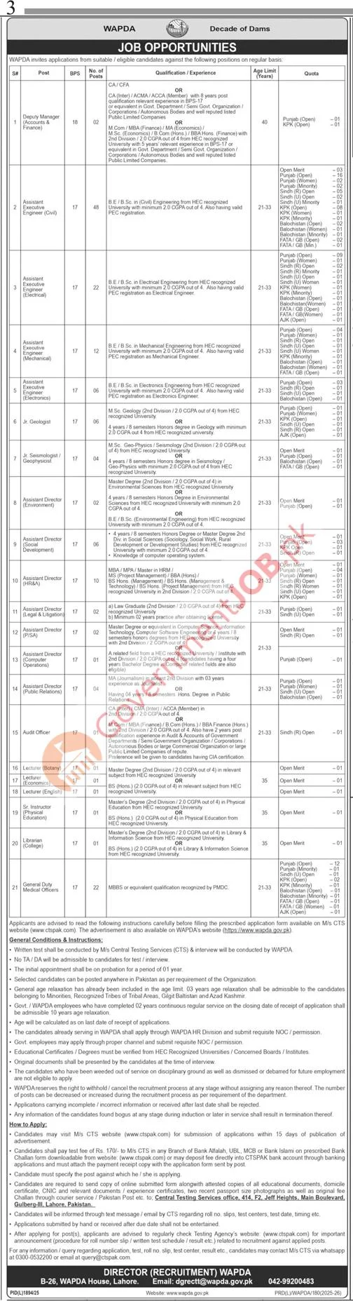 WAPDA Jobs 2026 in Pakistan (BPS-17 & BPS-18) – Apply Online for Engineers, Doctors & Officers